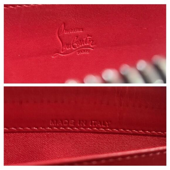 Christian Louboutin Gray Leather Silver Studded Panettone Long Wallet & Box VGUC - Picture 7 of 11